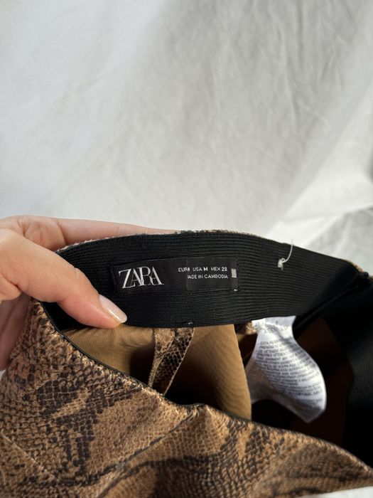 M 38 Zara panterka wąż spodnie wysoki stan prosta nogawka brązowe