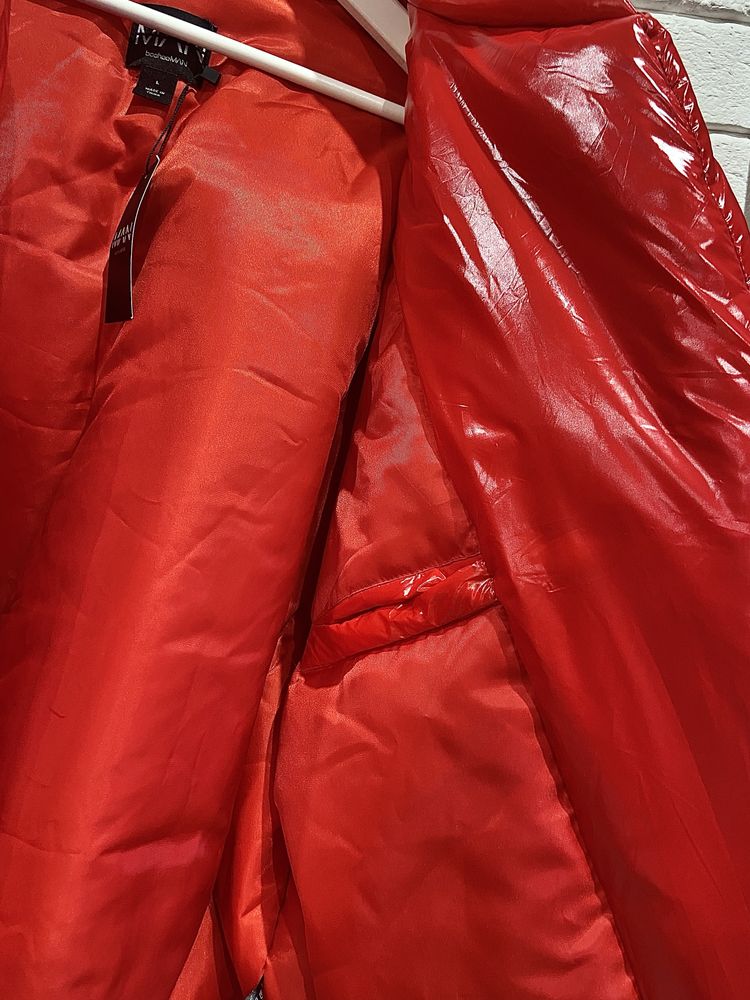 Kurtka czerwona bomberla Red Boxy Puffer Bomber BoohooMan