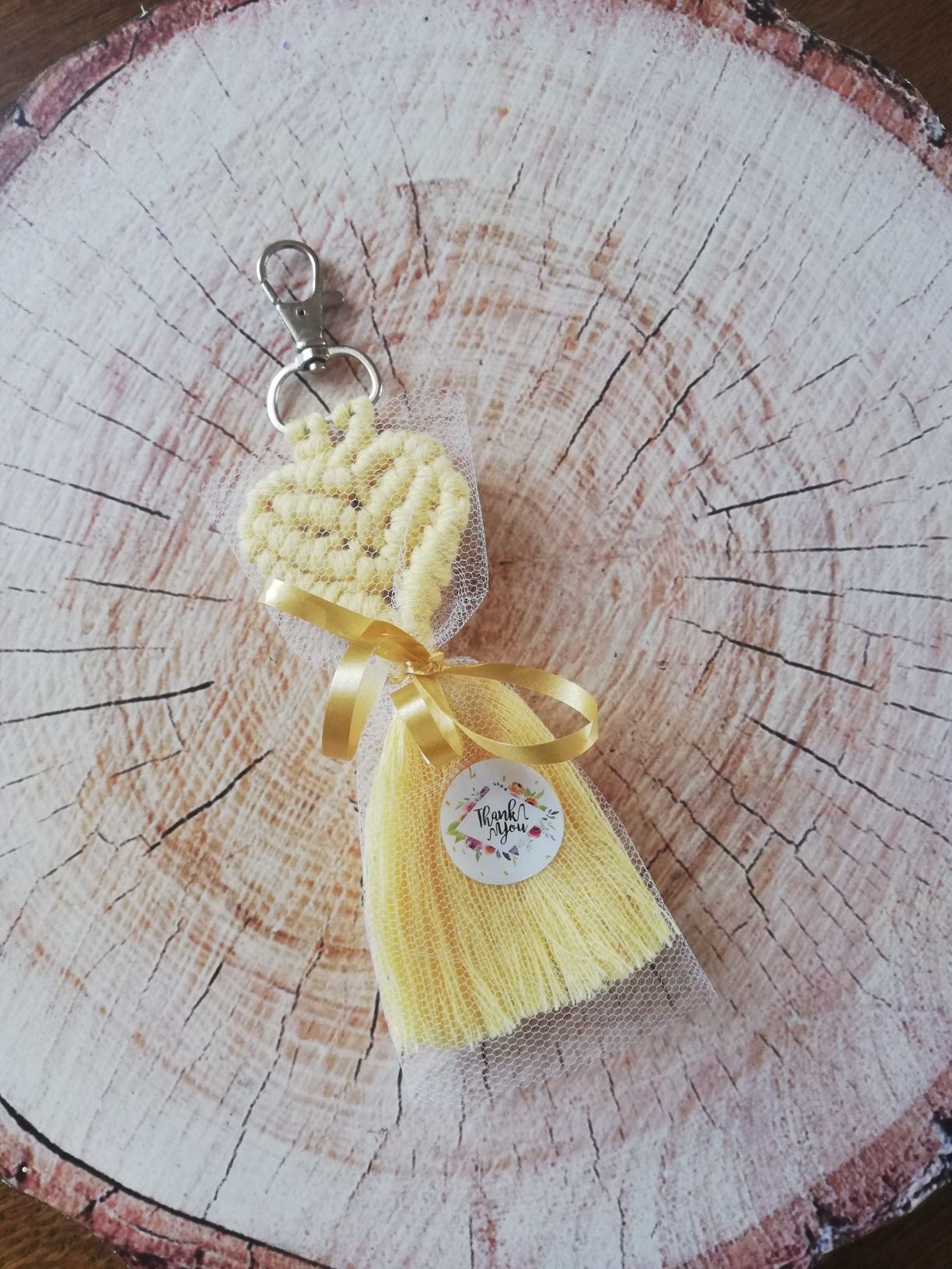 Breloczek makrama podziękowanie baby shower Chrzest Roczek wesele ślub