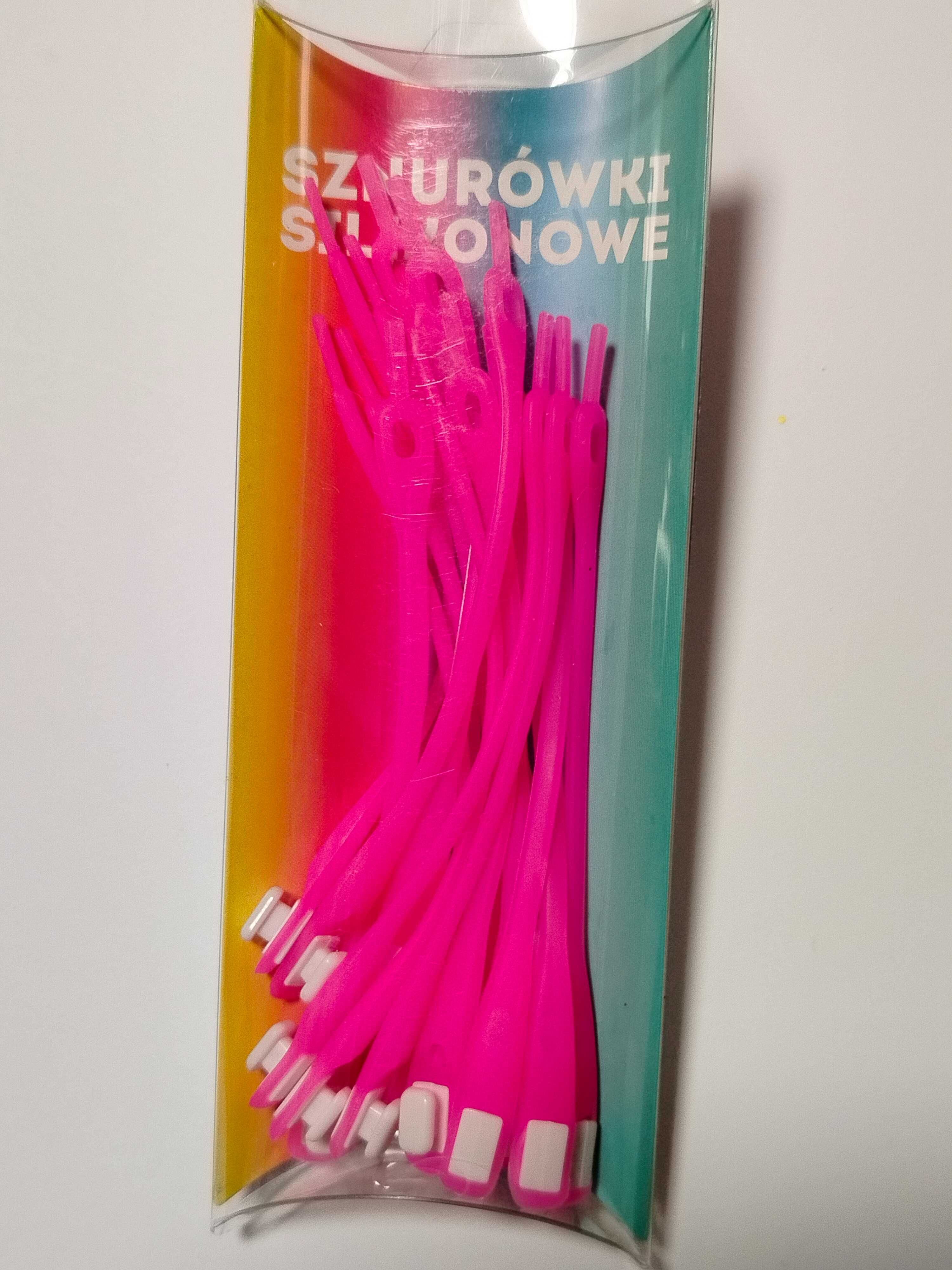 sznurówki silikonowe bez wiązania różowe 16 sztuk