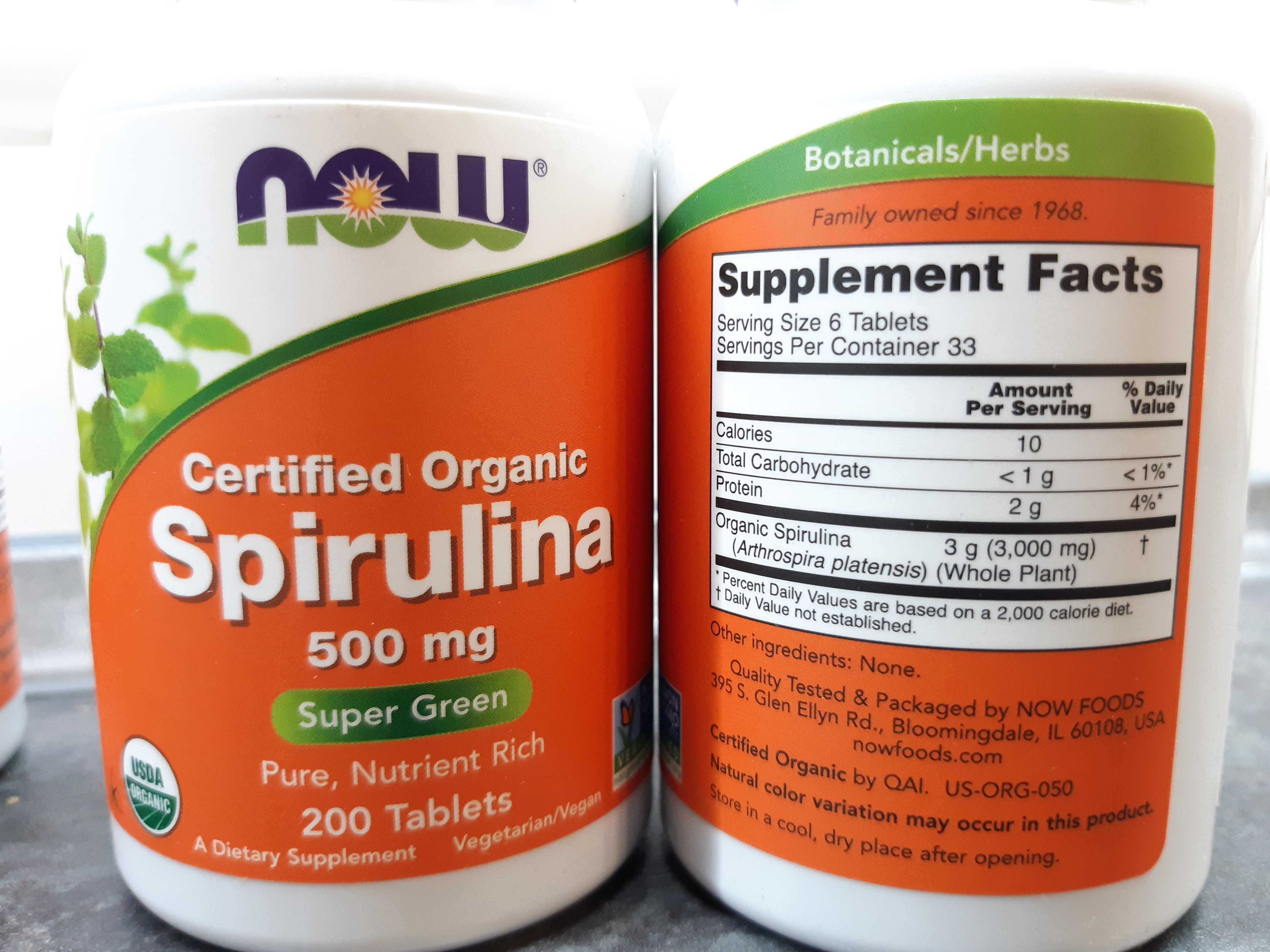 Now Foods, Organic Spirulina 500 мг (200 таб.), спирулина, спіруліна