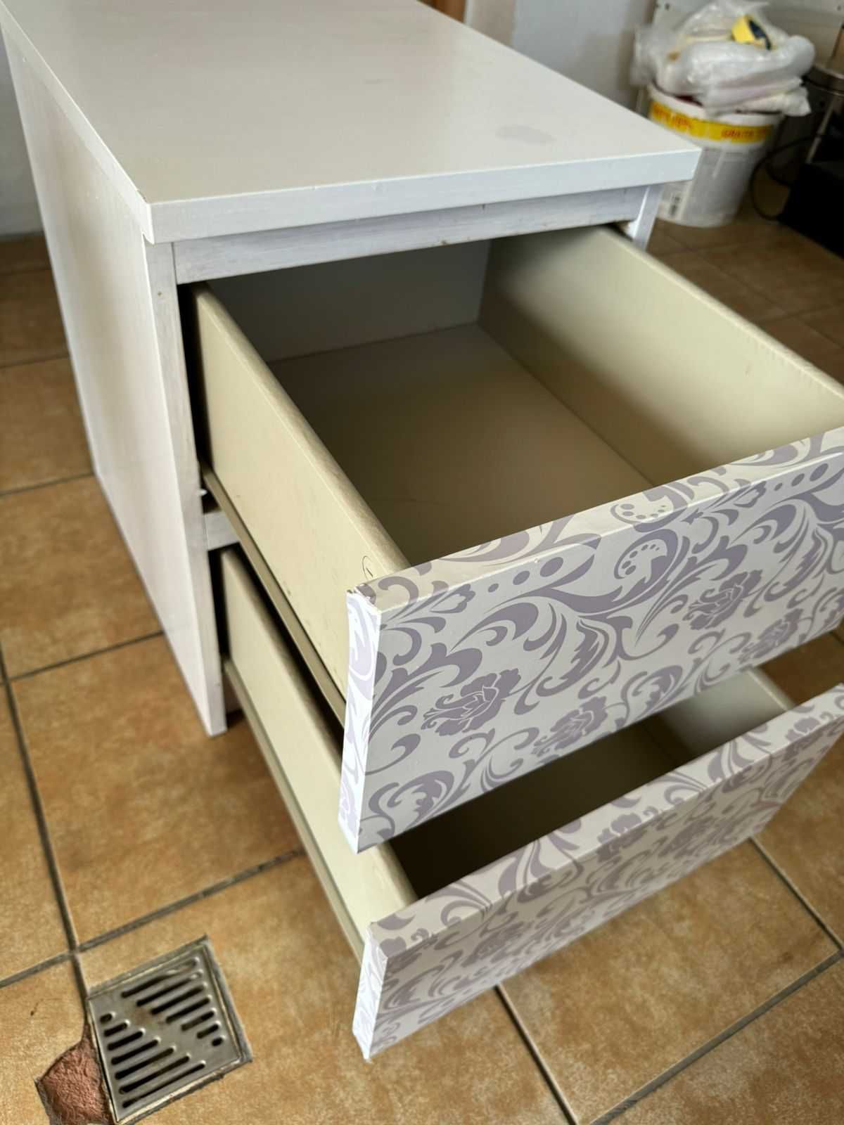 DWIE szafki nocne MALM IKEA z fioletowo-białą okleiną