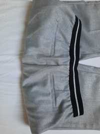 Spodnie cygaretki damskie szaro-srebne