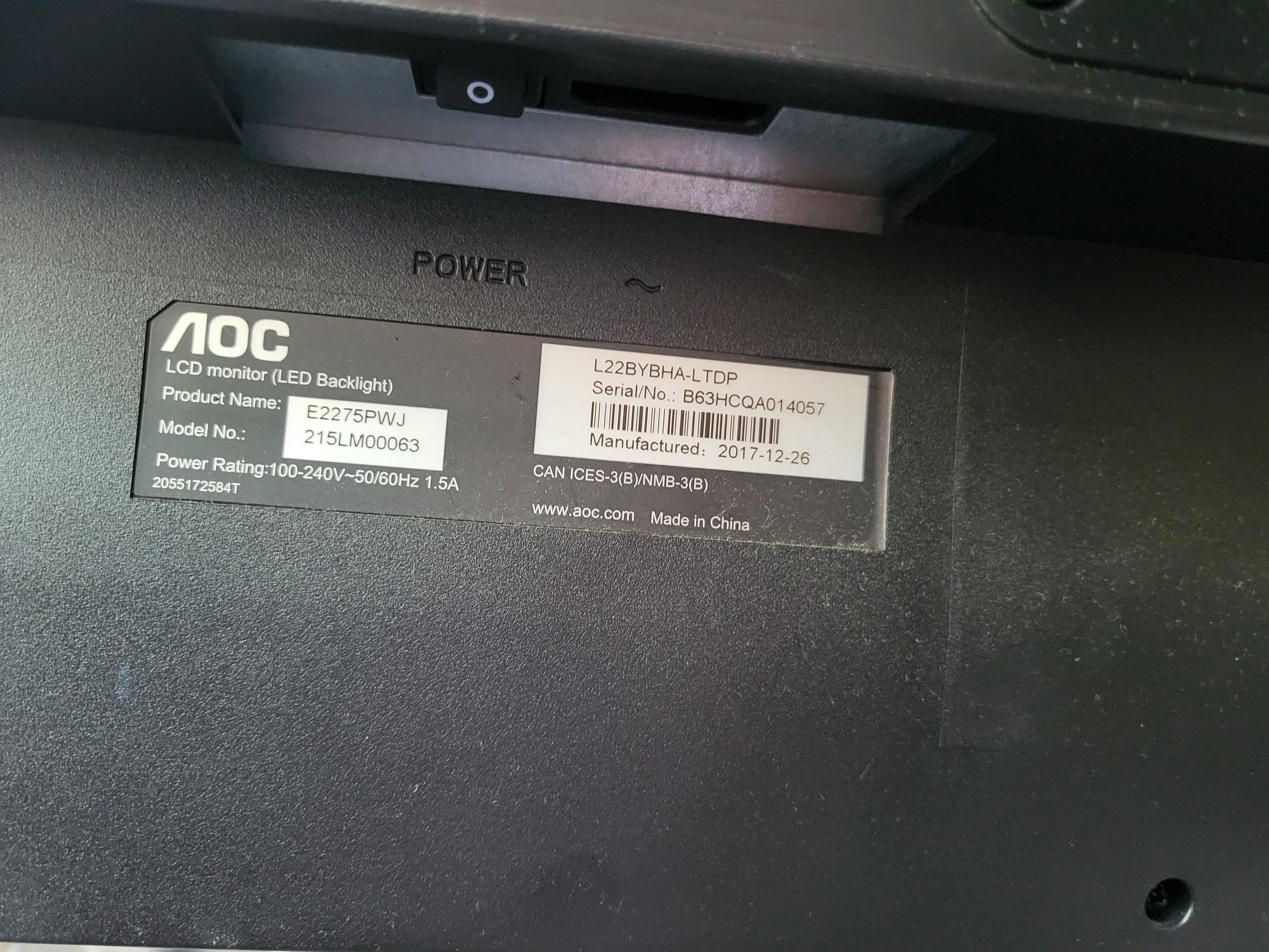 Monitor Aoc E2275PWJ 21.5C 60hz