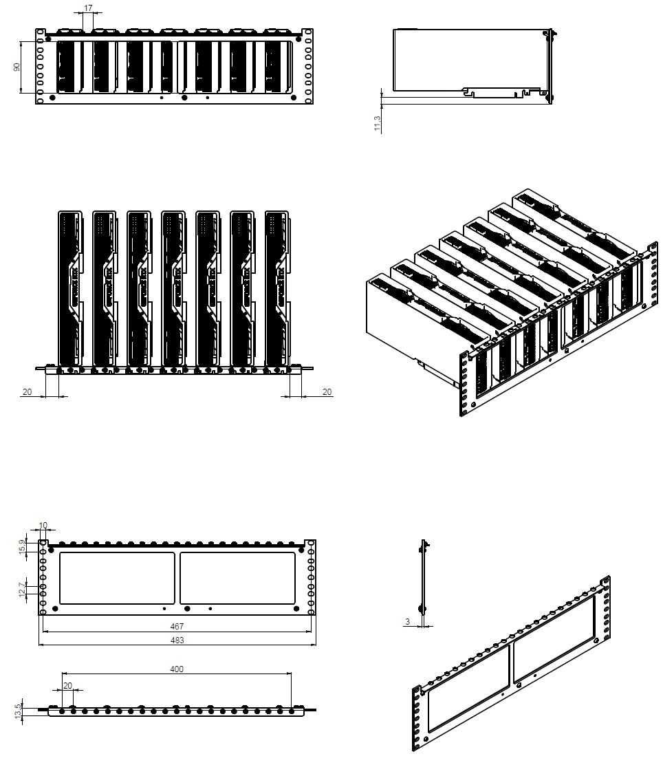 Uchwyt / ramka przeznaczona do montażu kart graficznych szafy RACK 19