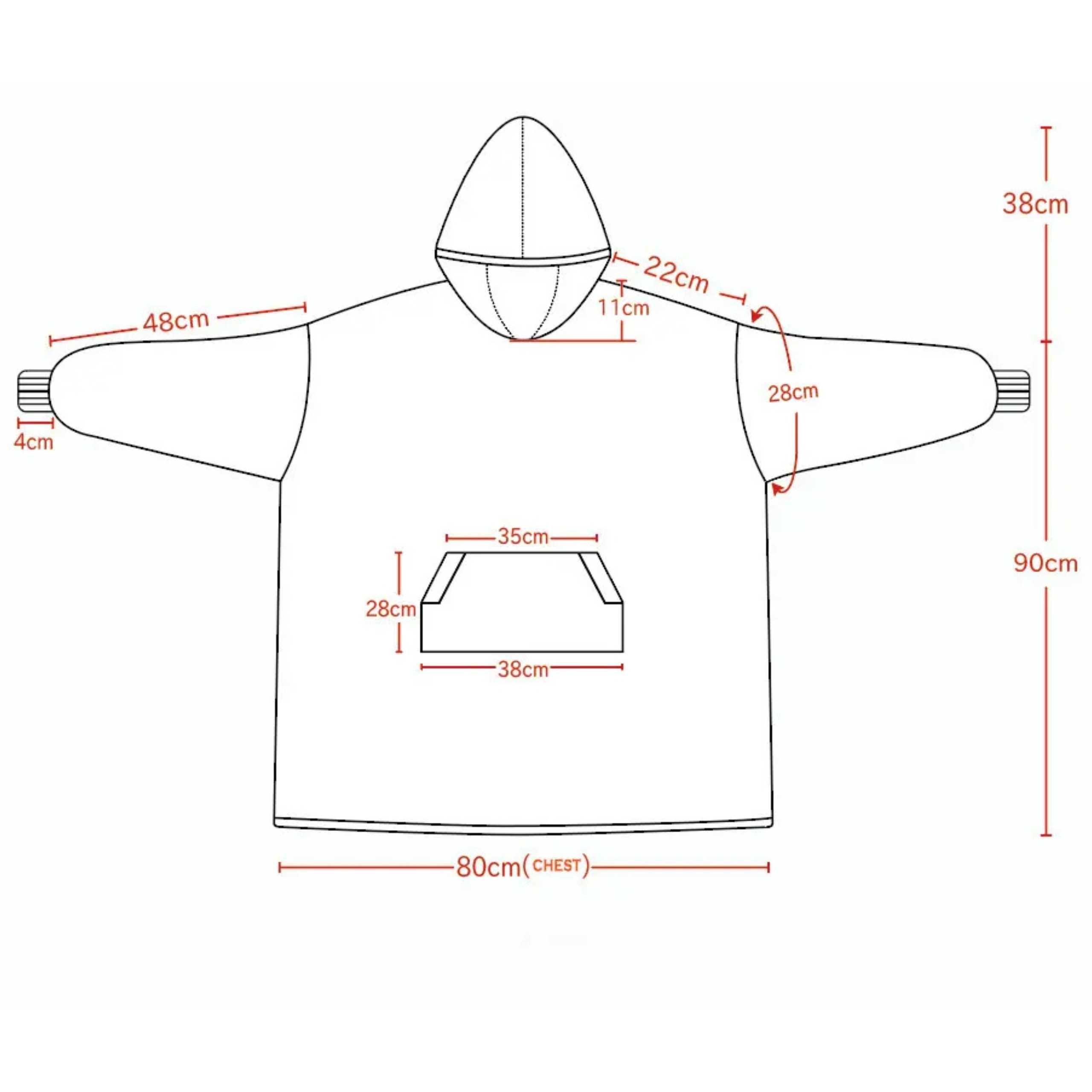 Koc bluza Oversize Ciepła Gruba Kocobluza 2w1 Czarna Futrzak