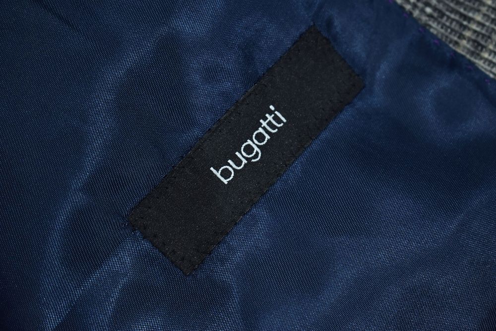 Bugatti Wełniana Marynarka Męska W Kratkę Tweed 26 L