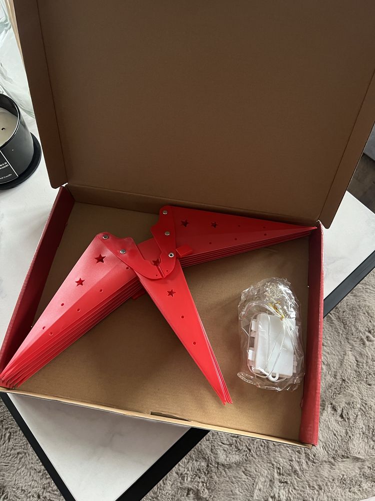 Świecąca gwiazda 3D czerwona z PCW LED gwiazda na choinkę XL