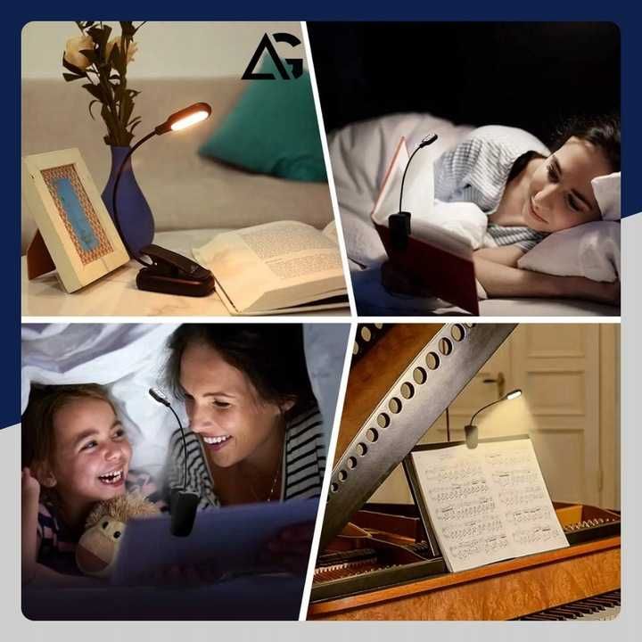 Lampka do czytania książek LED nocna biurkowa bezprzewodowa z klipsem