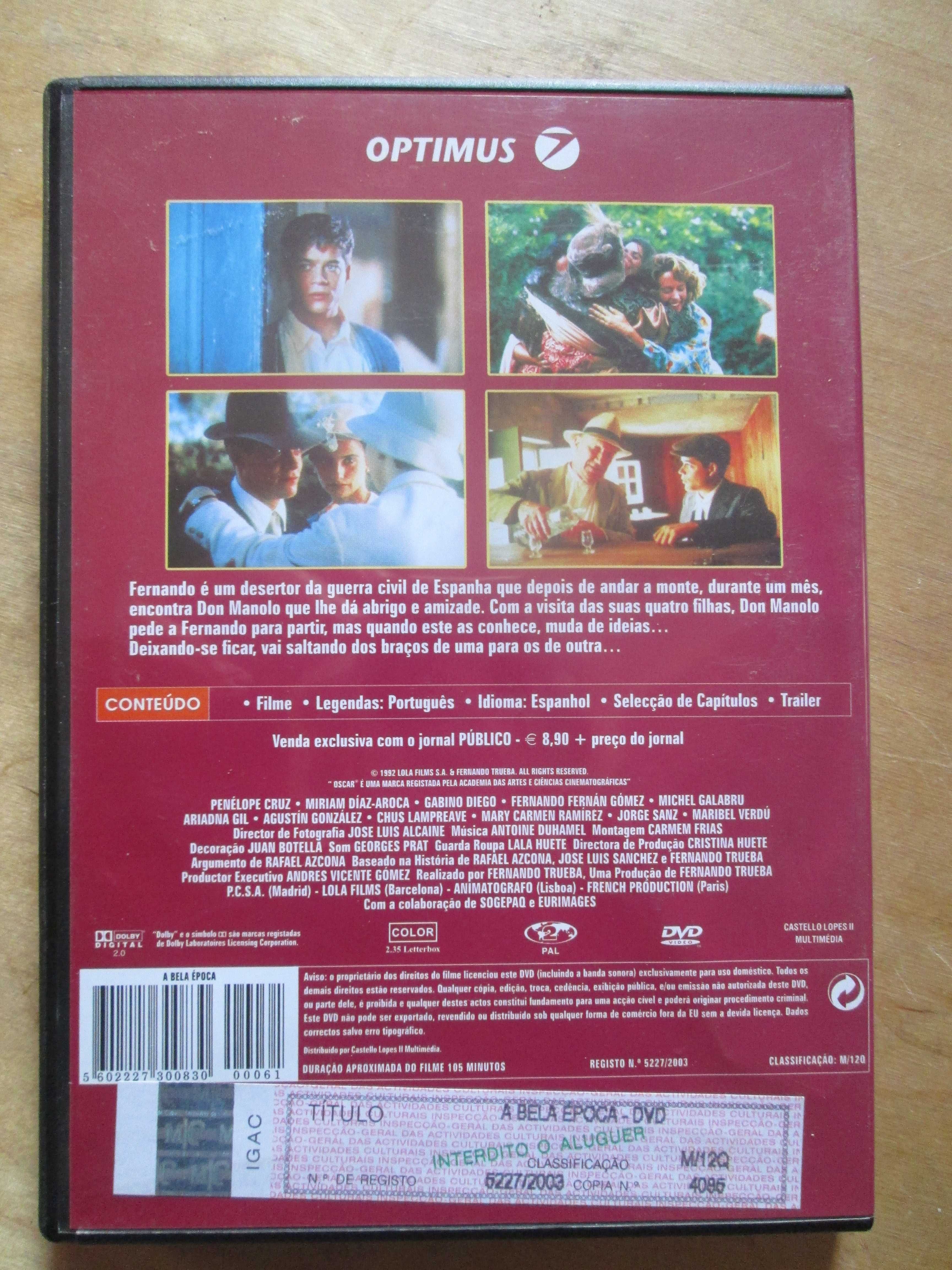 DVD Belle Époque, de Fernando Trueba, com Gabino Diego, Penélope Cruz