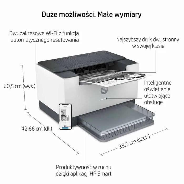 HP LaserJet M209dwe - szybka drukarka laserowa Wi-Fi, Duplex