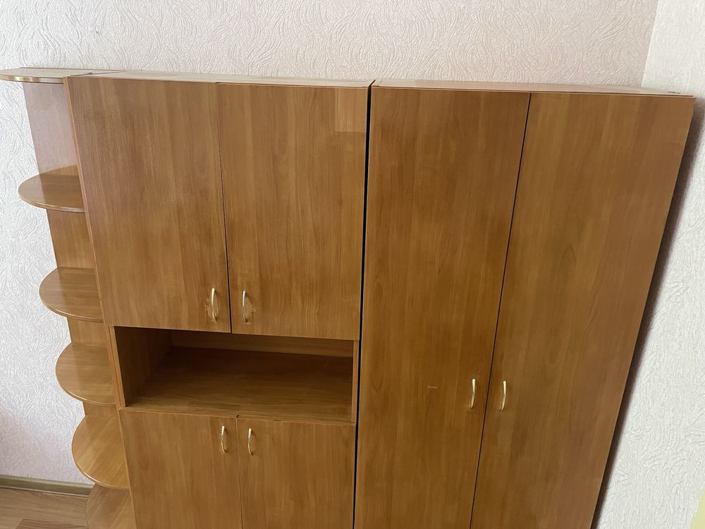 Містка шафа з полицями та місцем для вішаків