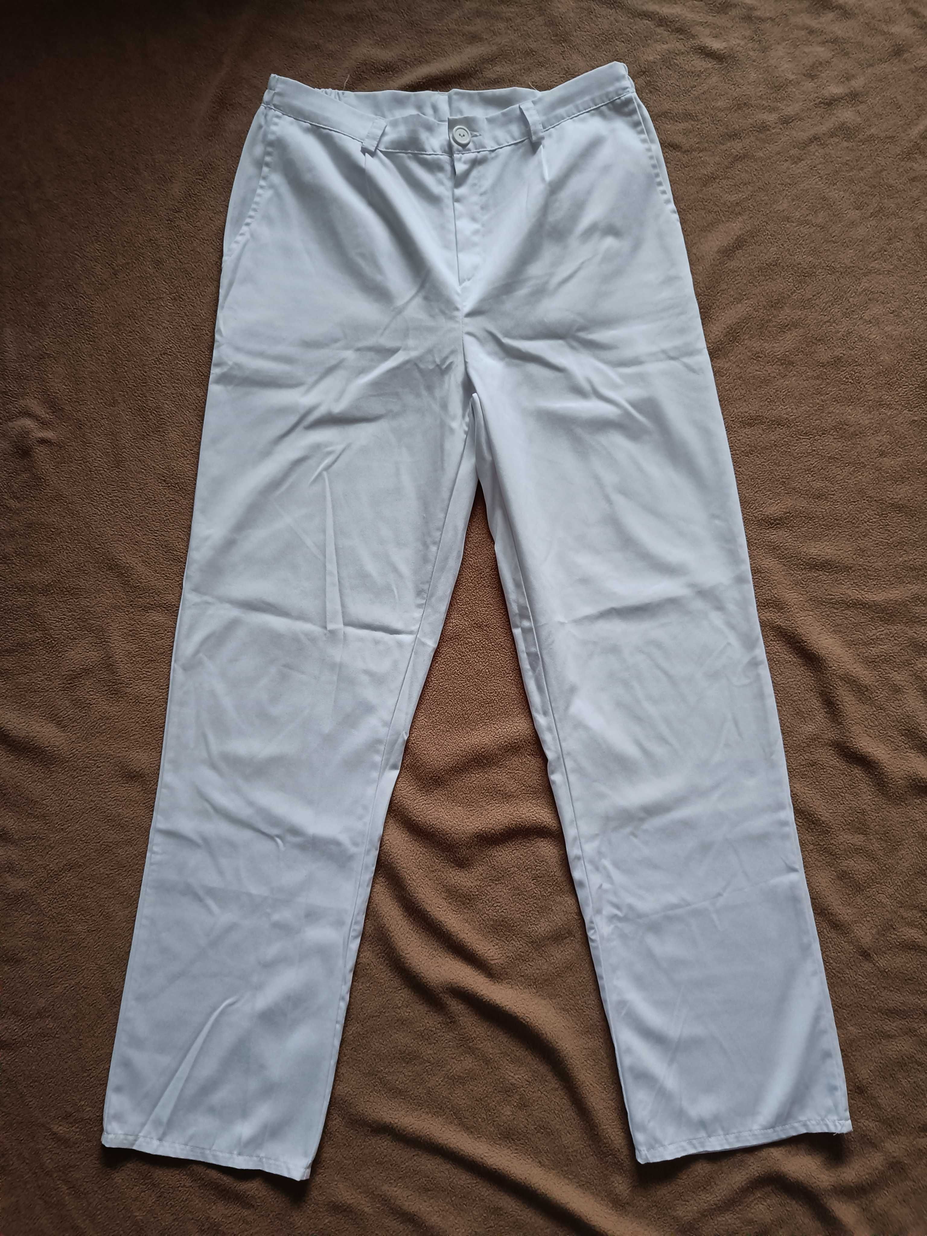 NOWE Białe spodnie męskie, medyczne rozmiar M  50  176cm
