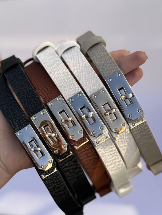 Жіночий Ремінь тонкий з замочком в стилі hermes
