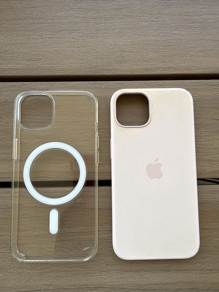 2 Capas iphone 13 transparente e rosa areia