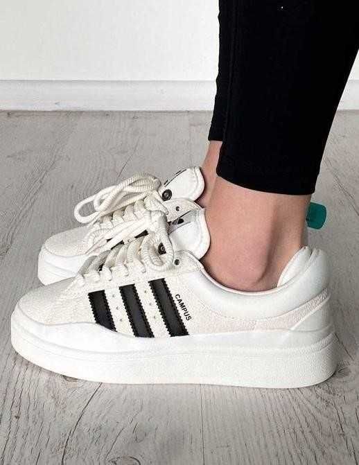 Женские кроссовки Adidas Campus x Bad Bunny White Black 36-40адидас