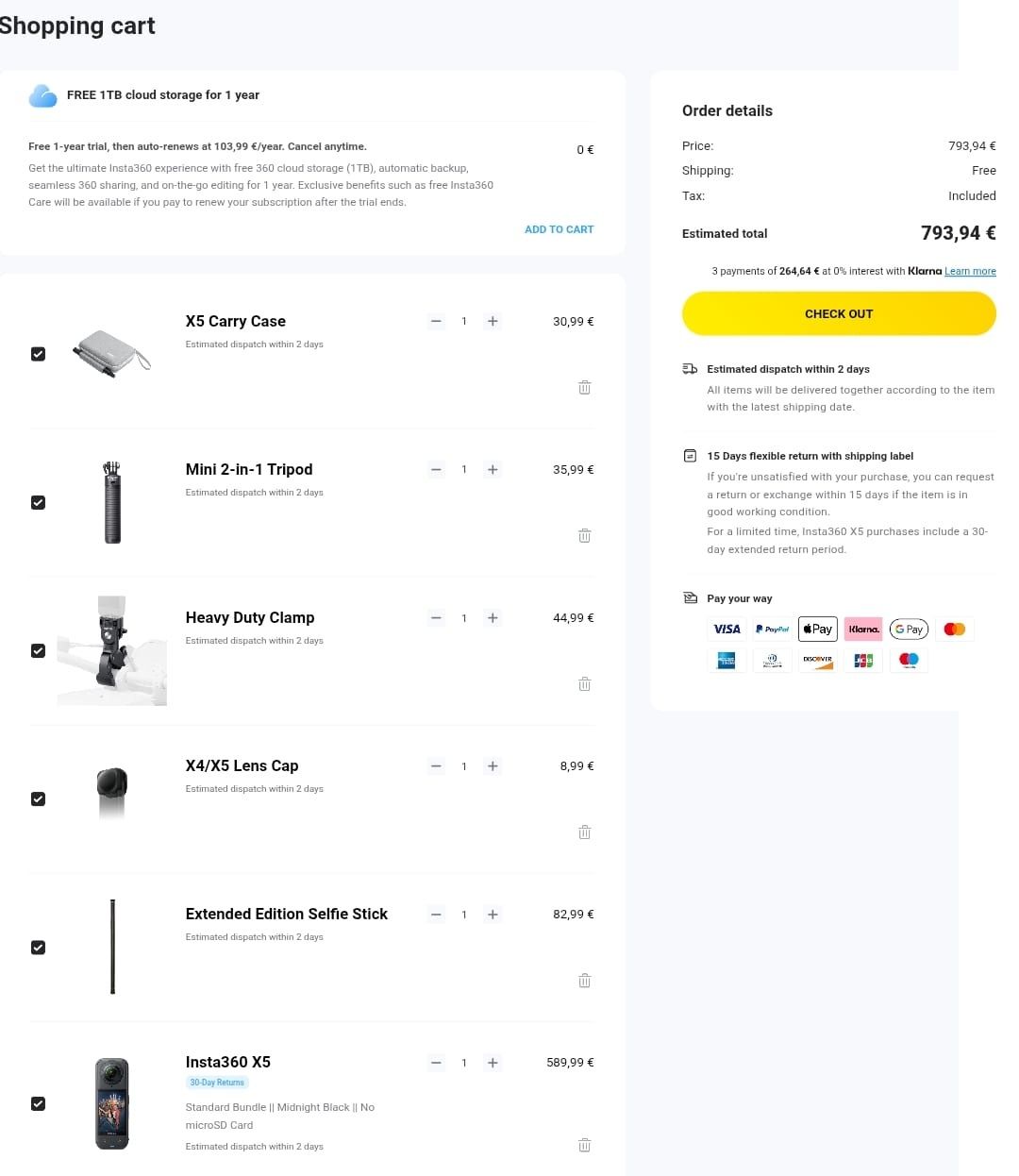 insta360 X5 Camera 360com extras para moto