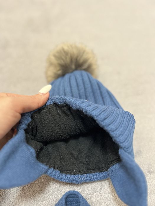 Зимова шапка на 3-4 роки для хлопчика з шарфом комплект із завʼязками