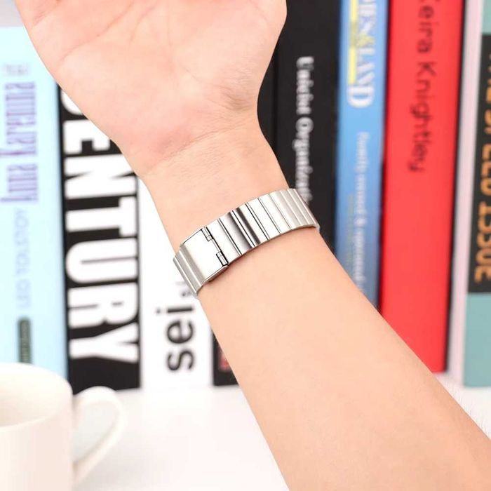 Ремінець металевий для годинника 22 мм Bead design Black / Silver