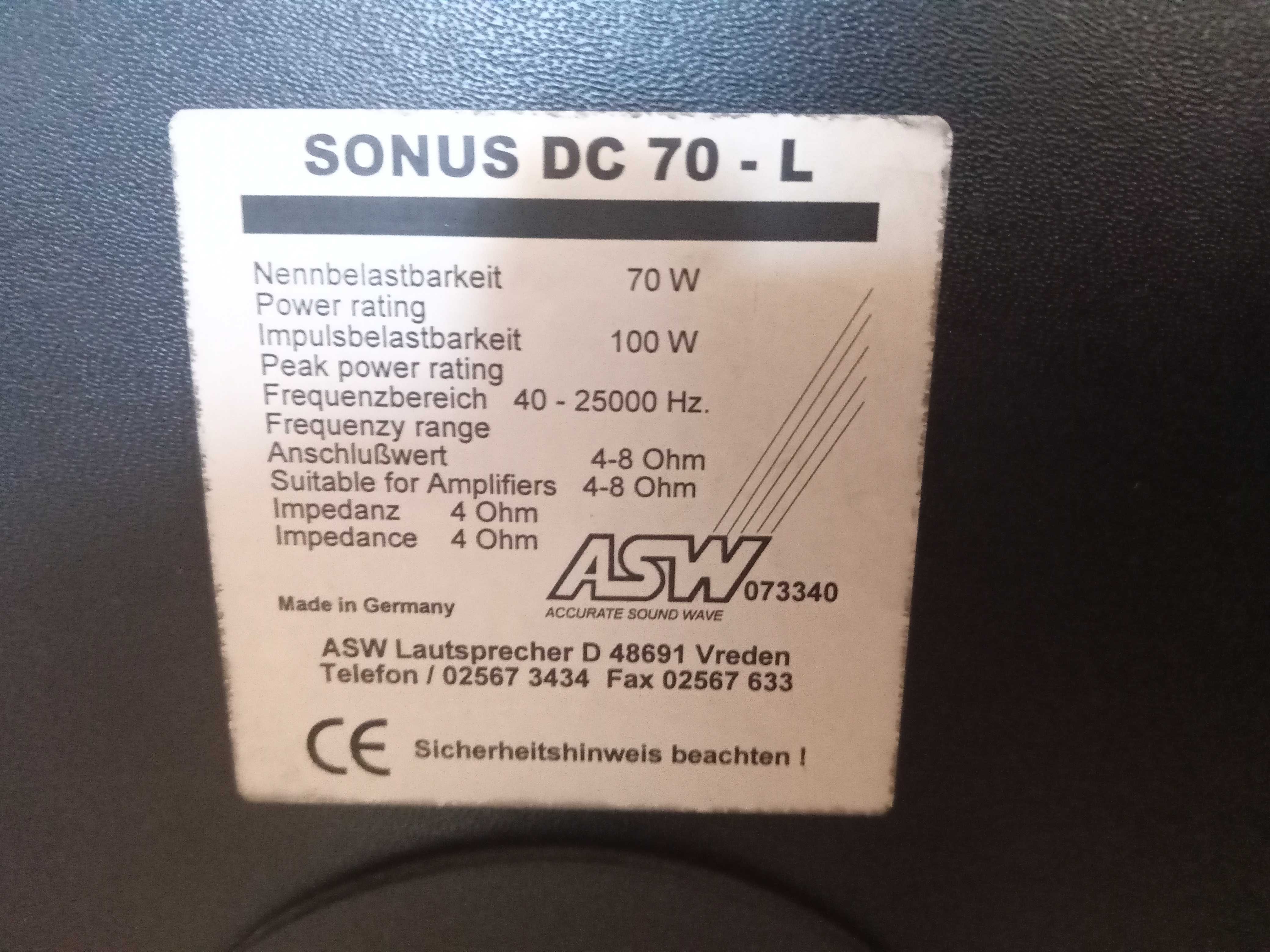 ASW Sonus DC 70-L kolumny głośnikowe monitory