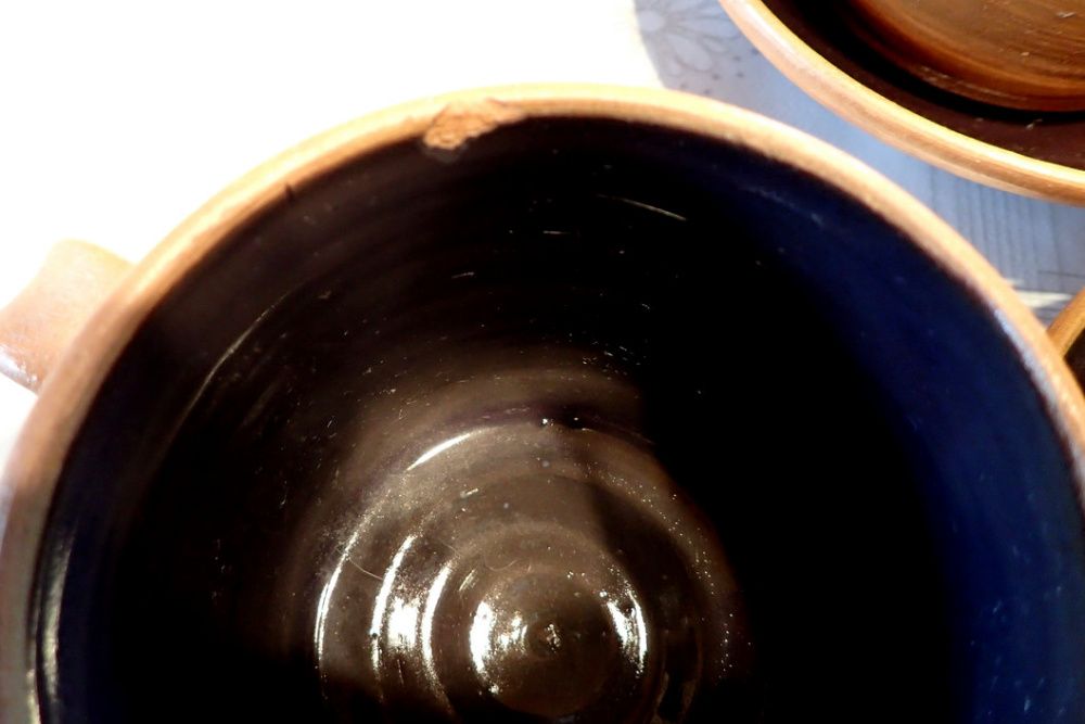 Zestaw hand made serwis z gliny rękodzieło kubki talerzyki dzbanuszek