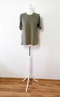 Boohoo tshirt oversize lampasy khaki