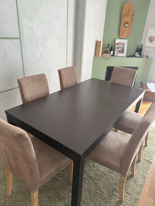 Mesa Jantar madeira Castanho/Preto  6-10lugares