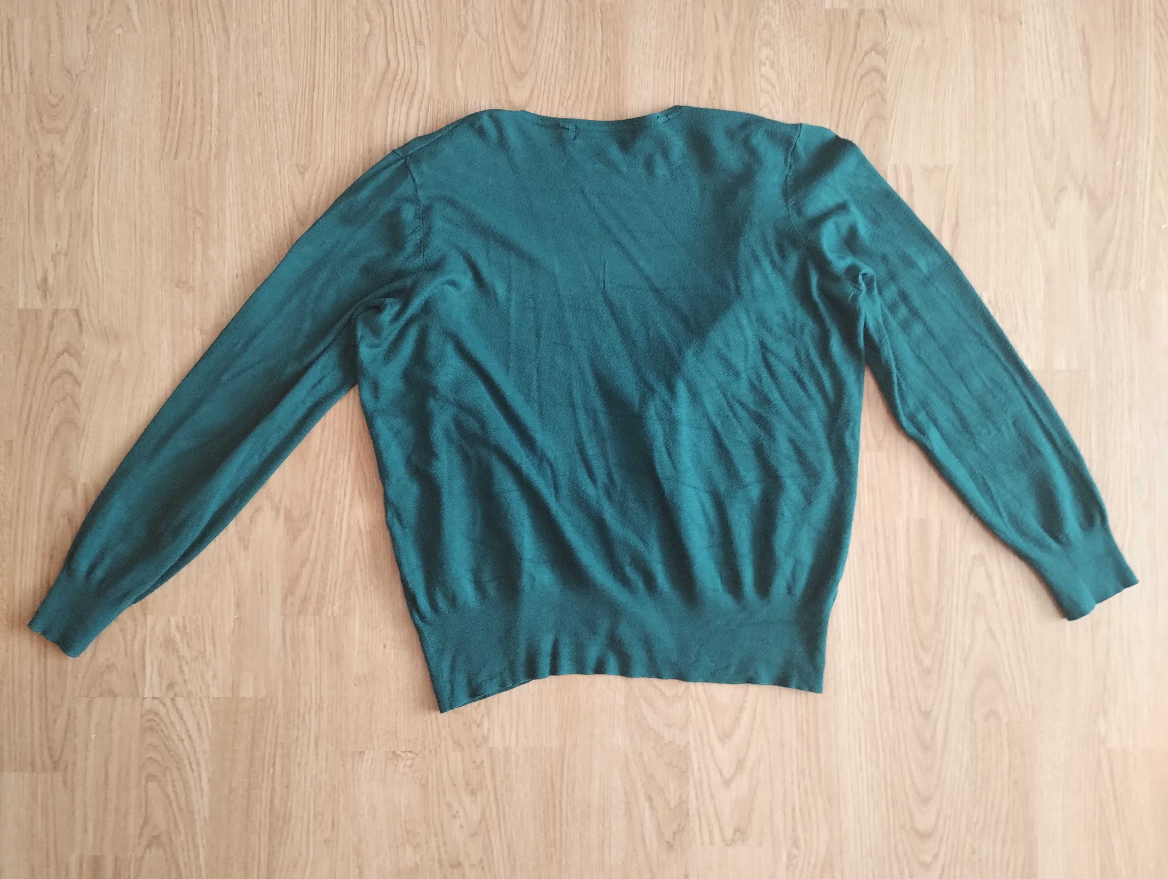 Sweter rozpinany damski cienki zielony szmaragdowy 40-42 lub L-XL