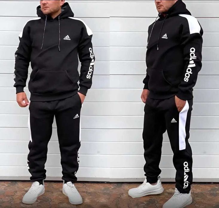 Спортивный костюм мужской на флисе Adidas зимний кофта штаны адидас