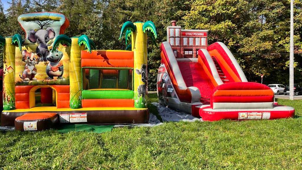 Dmuchańce zjeżdżalnia STRAŻ , SAFARII, dmuchany Plac zabaw Piana Party