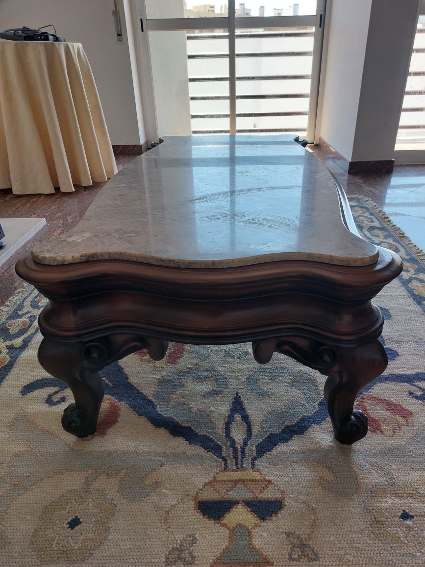 Mesa de centro madeira e mármore