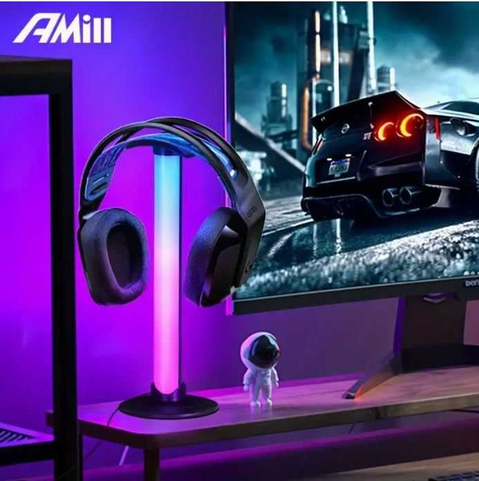 Lampa Biurkowa z RGB LED i Stojakiem na Słuchawki ZADOWOLENIE