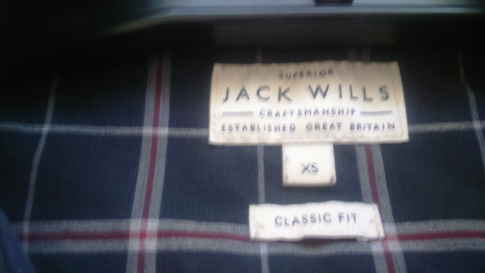 Koszula granat krata XS długi rękaw JACK WILLS kraciasta-slim fit 184