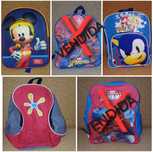 Mochilas de criança, Homem Aranha, Sónic, Mickey.