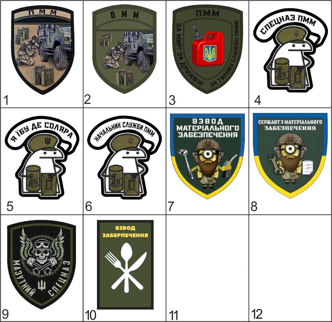 Підбірка шевронів спецназ ПММ паливно-мастильні матеріали