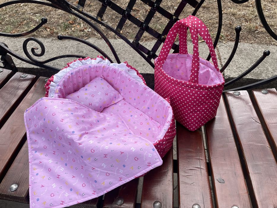 На подарунок! Колиска сумка для ляльки 30-35 см люлька ліжечко