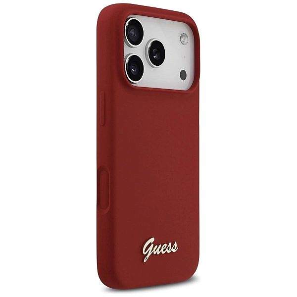 Etui Guess Silicone Script Metal Logo MagSafe na iPhone 17 Pro - czerw