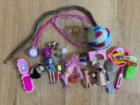 Małe zabawki dla dziewczynki laleczki telefon figurki miś piłka wąż