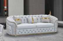 Sofá 3 Lugares (2 Assentos) c/ Cama Extreme Capitoné & Gold (240x85cm)