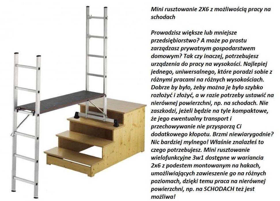 DRABINA ALUMINIOWA SKŁADANA 3w1 długości 2,75 m z funkcją rusztowania