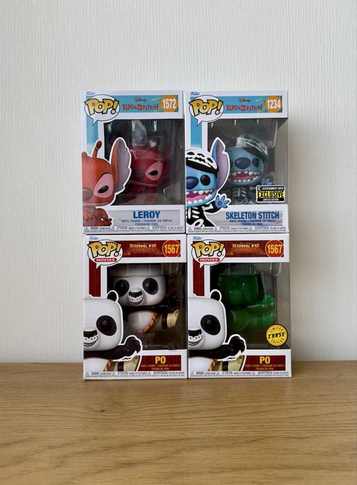 Funko Pop Skeleton Stitch Leroy Panda Po chase Kung Fu Disney