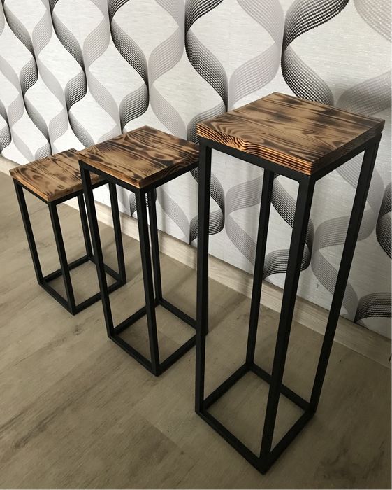 Zestaw 3 kwietnikow stalowych / metalowy typu loft