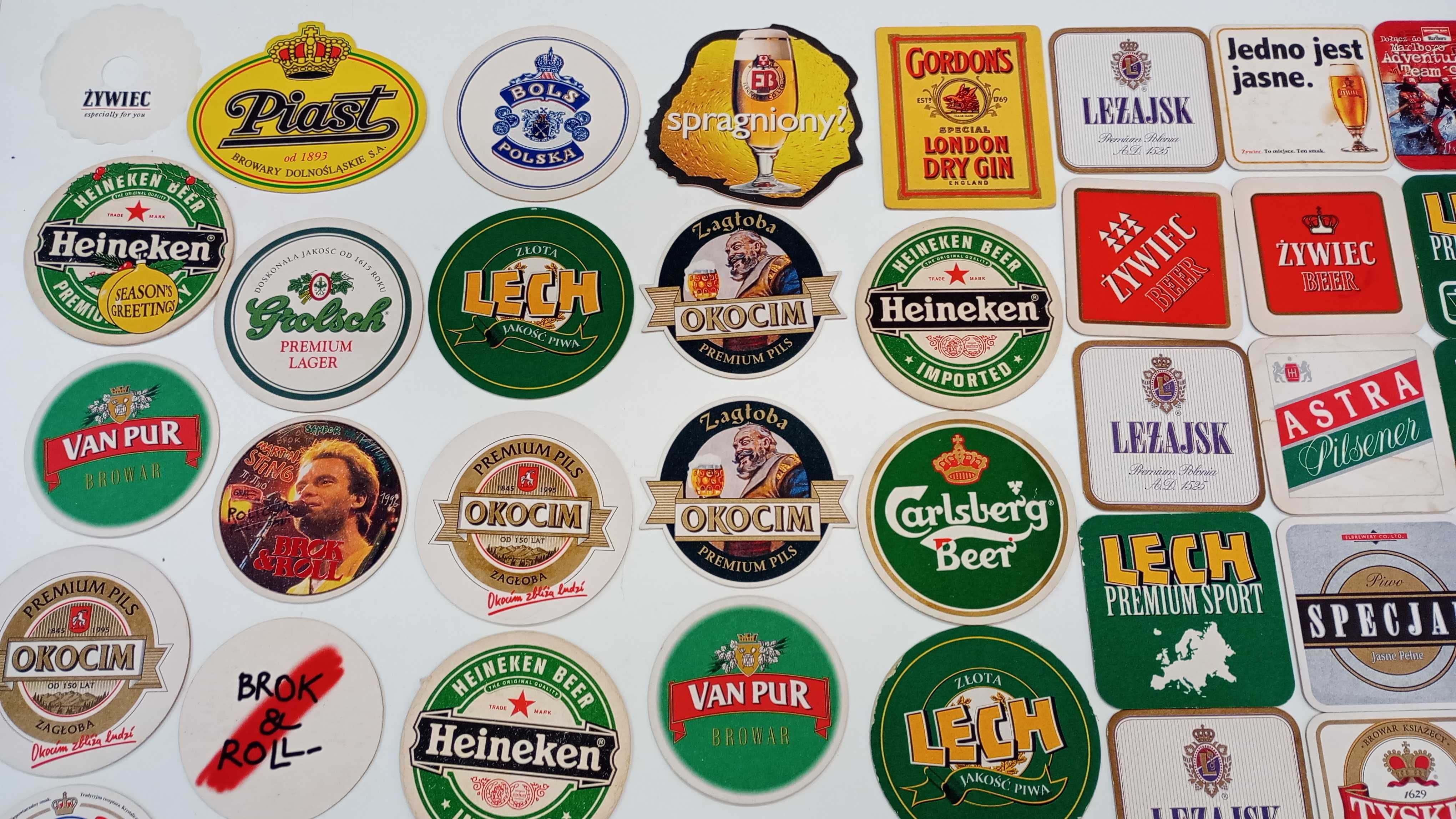 Podkładki pod piwo wafle stare lata 90' Okocim Lech Leżajsk Piast