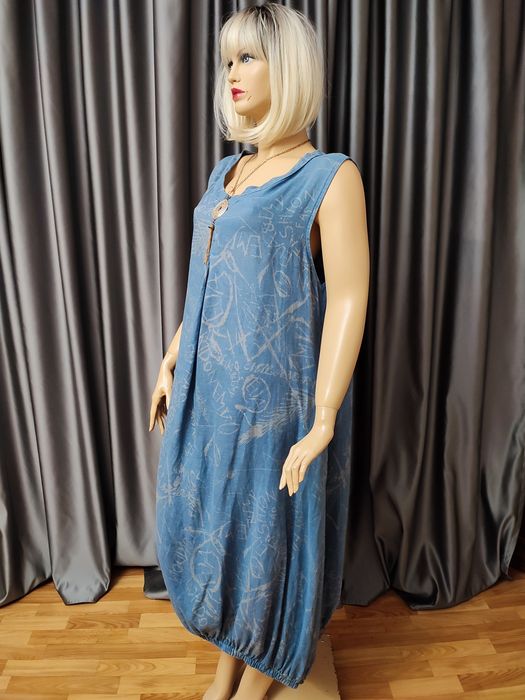 Італія льон великий розмір батал лляна сукня сарафан плаття