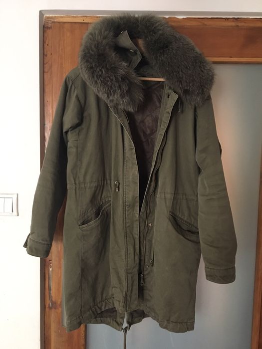 Piękna parka massimo dutti roz.S piękny gruby lis