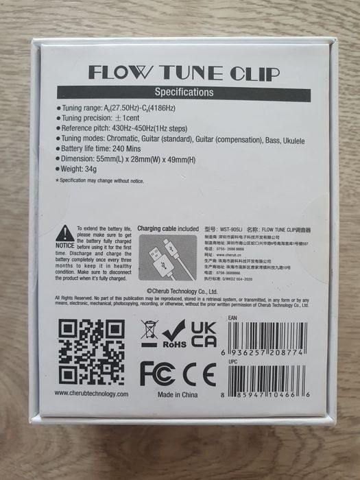 Cherub Flow Tune Clip WST-905Li - stroik do gitary, basu i ukulele