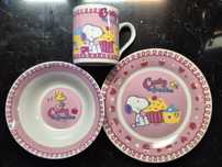Zestaw naczyń dla dziecka z ceramiki Snoopy home bdb śniadaniowy