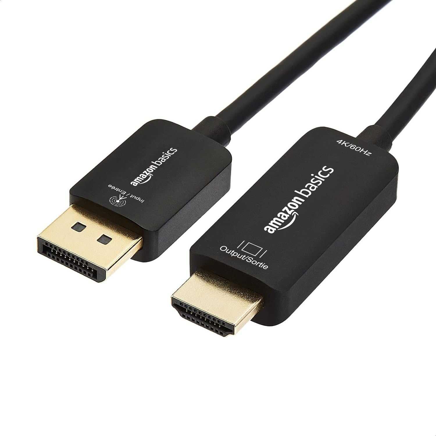 Amazon Basics uni DisplayPort na HDMI, 4K przy 60 Hz, 1,8 m, czarny