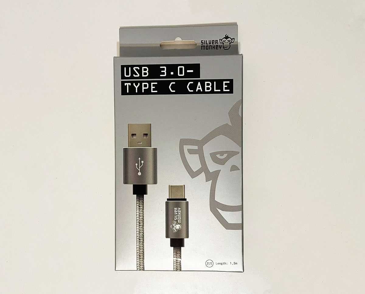Kabel USB C w oplocie - Silver Monkey (USB 3.0)