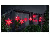Lampki 10 Dekoracyjnych Świecących Gwiazd 3D Czerwonych